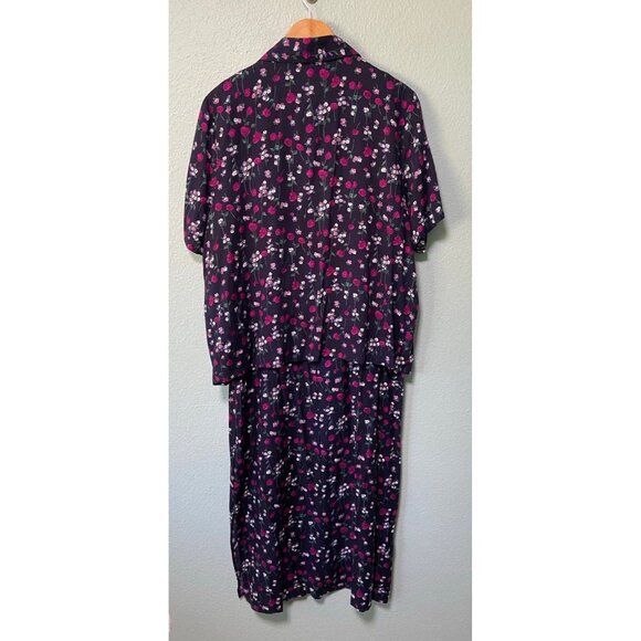 Vintage Los Angeles Woman Women's Dress and Cover Floral Navy Set Size 16 - Picture 2 of 9